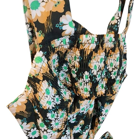 Topshop US 6 Daisy Floral Cutout Maxi Dress Black/Green – NWT - Picture 6 of 12